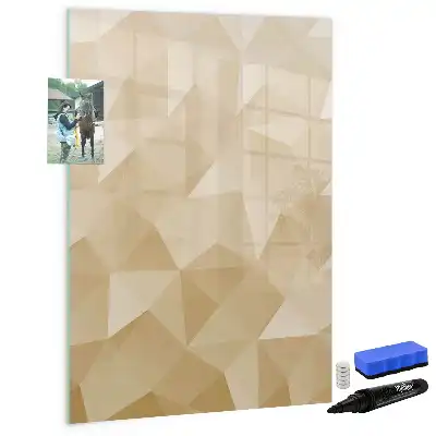 Magnetisch glazen memobord voor aan de muur met abstracte driehoekprint