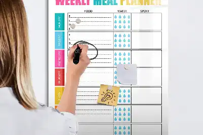 Magnetisch glazen memobord voor aan de muur weekplanner voor maaltijden