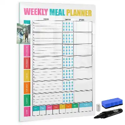 Magnetisch glazen memobord voor aan de muur weekplanner voor maaltijden