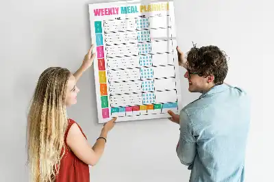 Magnetisch glazen memobord voor aan de muur weekplanner voor maaltijden