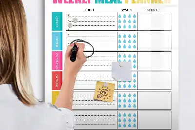Magnetisch glazen memobord voor aan de muur weekplanner voor maaltijden