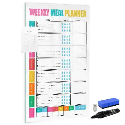 Magnetisch glazen memobord voor aan de muur weekplanner voor maaltijden