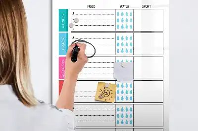 Magnetisch glazen memobord voor aan de muur weekplanner voor maaltijden