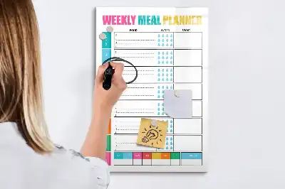 Magnetisch glazen memobord voor aan de muur weekplanner voor maaltijden