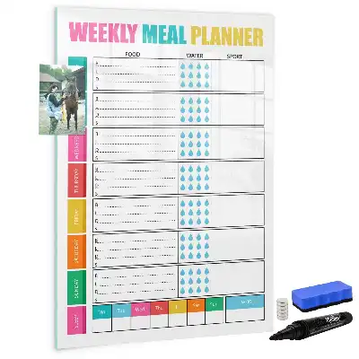 Magnetisch glazen memobord voor aan de muur weekplanner voor maaltijden