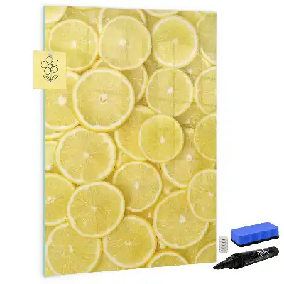 Magnetisch glazen memobord voor aan de muur met print van citroenschijfjes