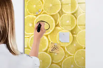 Magnetisch glazen memobord voor aan de muur met print van citroenschijfjes
