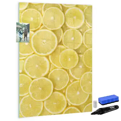 Magnetisch glazen memobord voor aan de muur met print van citroenschijfjes
