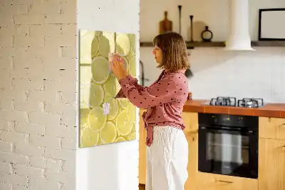 Magnetisch glazen memobord voor aan de muur met print van citroenschijfjes