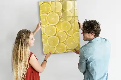 Magnetisch glazen memobord voor aan de muur met print van citroenschijfjes
