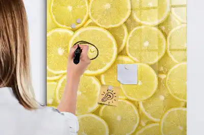 Magnetisch glazen memobord voor aan de muur met print van citroenschijfjes