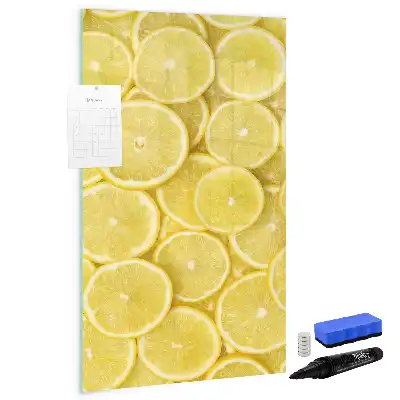 Magnetisch glazen memobord voor aan de muur met print van citroenschijfjes
