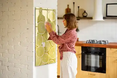 Magnetisch glazen memobord voor aan de muur met print van citroenschijfjes