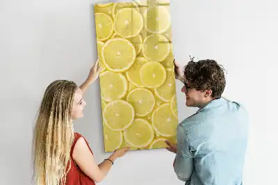 Magnetisch glazen memobord voor aan de muur met print van citroenschijfjes