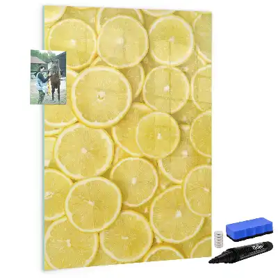 Magnetisch glazen memobord voor aan de muur met print van citroenschijfjes