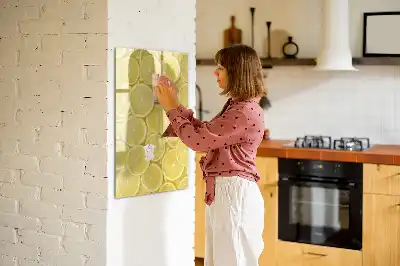 Magnetisch glazen memobord voor aan de muur met print van citroenschijfjes