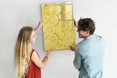 Magnetisch glazen memobord voor aan de muur met print van citroenschijfjes