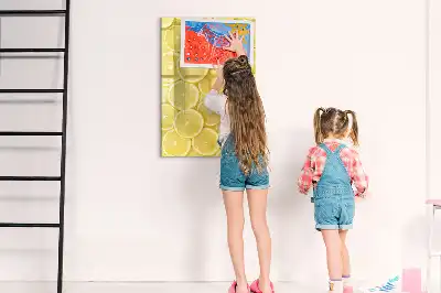 Magnetisch glazen memobord voor aan de muur met print van citroenschijfjes