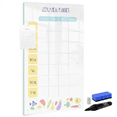 Magnetisch glazen memobord voor aan de muur weekplanner voor maaltijden