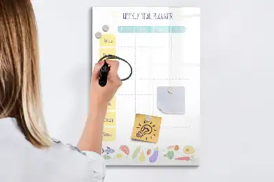 Magnetisch glazen memobord voor aan de muur weekplanner voor maaltijden