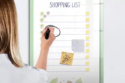 Glazen magneetbord met print uitvoering Boodschappenlijst