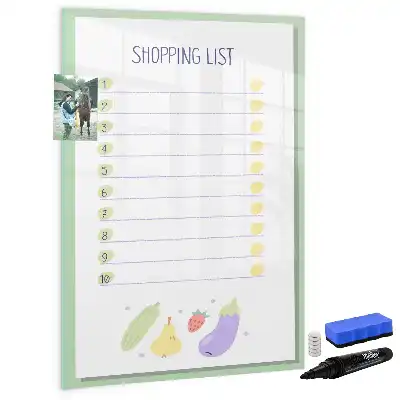 Glazen magneetbord met print uitvoering Boodschappenlijst