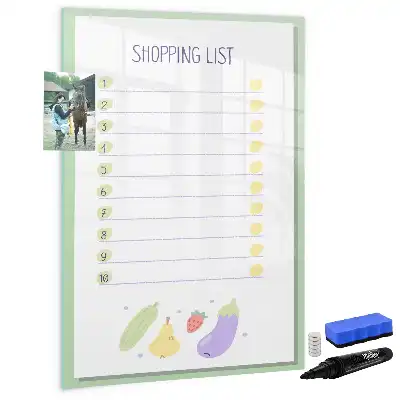 Glazen magneetbord met print uitvoering Boodschappenlijst