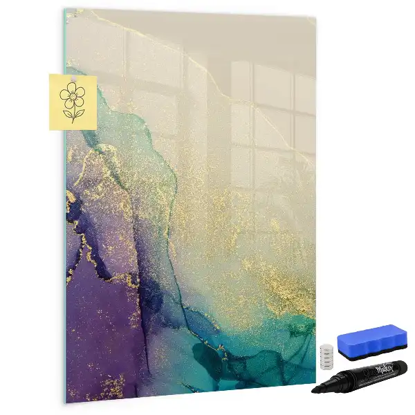 Magnetisch glazen memobord voor aan de muur kleurrijk marmer design