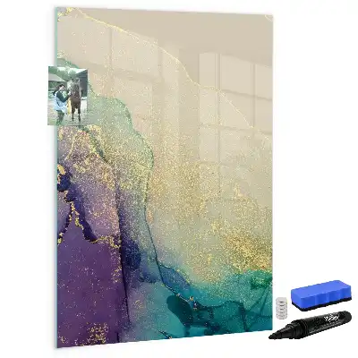 Magnetisch glazen memobord voor aan de muur kleurrijk marmer design