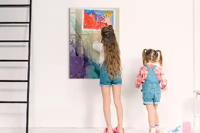 Magnetisch glazen memobord voor aan de muur kleurrijk marmer design