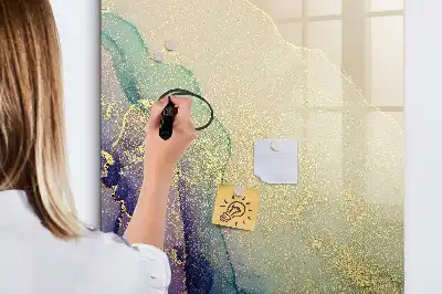 Magnetisch glazen memobord voor aan de muur kleurrijk marmer design