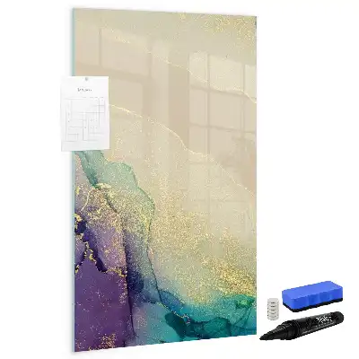 Magnetisch glazen memobord voor aan de muur kleurrijk marmer design