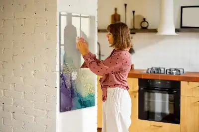 Magnetisch glazen memobord voor aan de muur kleurrijk marmer design