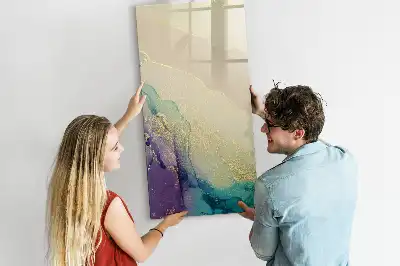 Magnetisch glazen memobord voor aan de muur kleurrijk marmer design