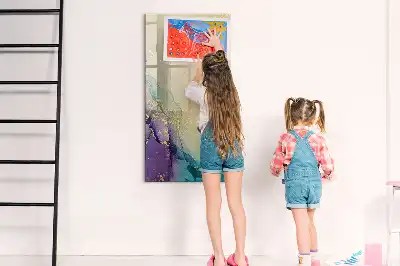 Magnetisch glazen memobord voor aan de muur kleurrijk marmer design