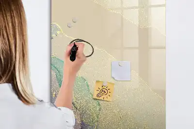 Magnetisch glazen memobord voor aan de muur kleurrijk marmer design