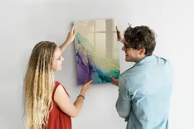 Magnetisch glazen memobord voor aan de muur kleurrijk marmer design