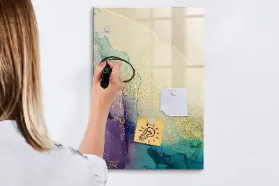 Magnetisch glazen memobord voor aan de muur kleurrijk marmer design