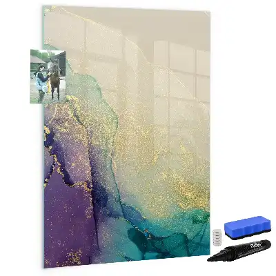 Magnetisch glazen memobord voor aan de muur kleurrijk marmer design