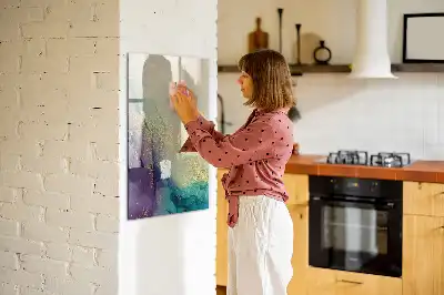 Magnetisch glazen memobord voor aan de muur kleurrijk marmer design