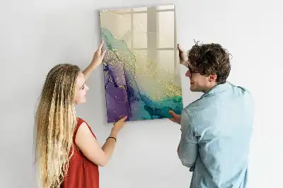 Magnetisch glazen memobord voor aan de muur kleurrijk marmer design