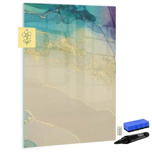 Glazen magneetbord met decoratieve print kleurrijk marmer