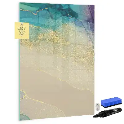 Glazen magneetbord met decoratieve print kleurrijk marmer