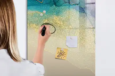 Glazen magneetbord met decoratieve print kleurrijk marmer