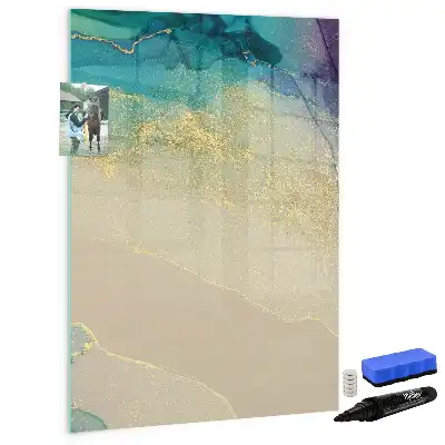 Glazen magneetbord met decoratieve print kleurrijk marmer