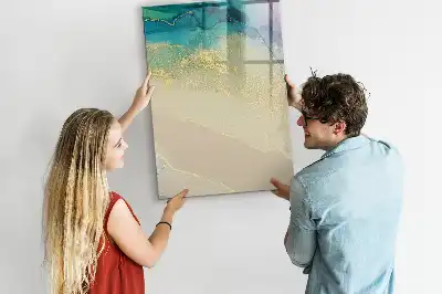 Glazen magneetbord met decoratieve print kleurrijk marmer