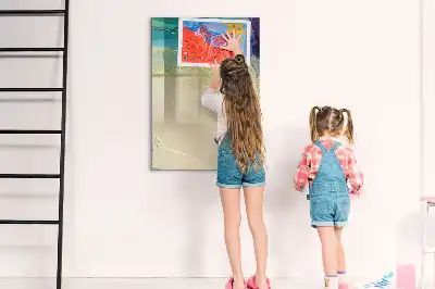 Glazen magneetbord met decoratieve print kleurrijk marmer