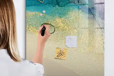 Glazen magneetbord met decoratieve print kleurrijk marmer