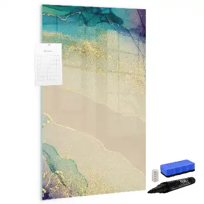 Glazen magneetbord met decoratieve print kleurrijk marmer