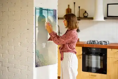 Glazen magneetbord met decoratieve print kleurrijk marmer